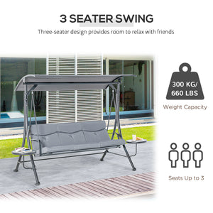 3 Seat Outdoor Swing Chair Steel Swing Bench Porch Swing With Adjustable Canopy – view 6