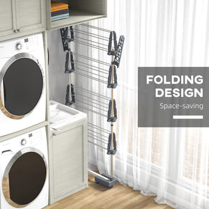 Garment Drying Rack Stainless Steel Folding Clothes Hanging Rack with Side Wings Castors for Indoor Outdoor – view 12