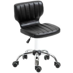 Height Adjustable Salon Stool, PU Leather Rolling Stool with Back, Wheels for Beauty, Spa, Tattoo, Home Office, Black