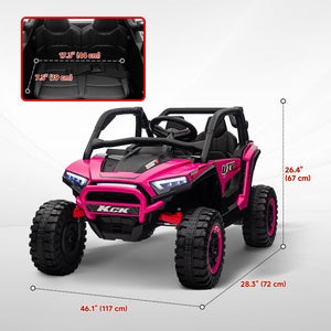Qaba 2 Seater 24V 7AH Ride on Truck, Electric Car for Kids w/ Spring Suspension, Remote Lights, Horn, Music