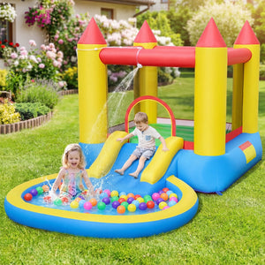 Inflatable Bounce House with Water Slide and 370W Blower-Multicolor view 2