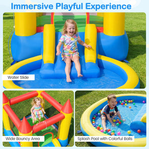 Inflatable Bounce House with Water Slide and 370W Blower-Multicolor view 9