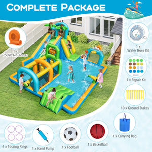 Inflatable Water Slide Tropical Theme Dual Slide Aqua Park with 750W Blower view 7
