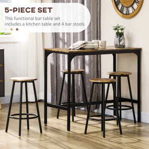 5-Piece Bar Table Set for 4, Industrial Counter Height Bar Table and Chairs for Kitchen, Dining Room, Grey – view 10