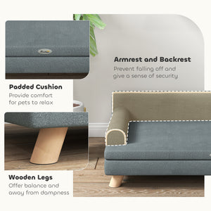 Elevated Dog Sofa Bed, Cat Couch with Cushion, Washable Cover, Wooden Legs, for Medium & Large Dogs – view 5