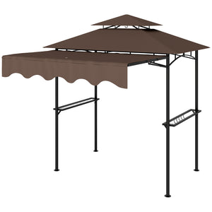 8' x 7.6' Grill Gazebo, Double Tiered Barbecue Grill Gazebo Shelter w/ Side Awning, 2 Side Shelves – view 8