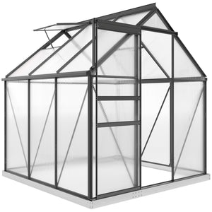 6' x 8' x 6.5' Walk-in Greenhouse, Polycarbonate Greenhouse with Adjustable Roof Vent, Base, Sliding Door – view 8