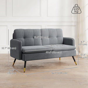 55" Loveseat Sofa, Linen Love Seat w/ S spring, Steel Legs and Button Tufting, Small Couch for Living Room – view 30