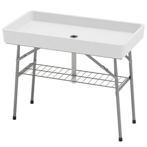 3.4ft Folding Ice Cooler Table with Drain, Outdoor Patio Party Cooler for Drinks