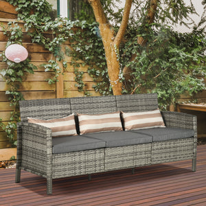 3-Seater Wicker Sofa, PE Rattan Outdoor Couch Conversation Furniture with Removable Cushions for Patio – view 7