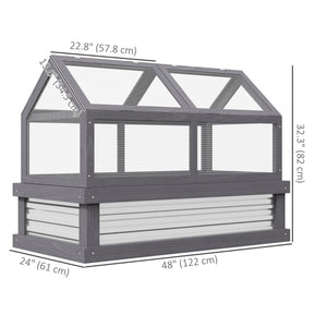 Raised Garden Flower Bed Kit with Greenhouse, Wooden Cold Frame Planter with Open Roofs, 48" x 24" x 32" – view 9