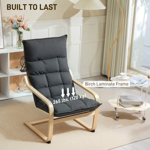 Modern Armchair, Upholstered Accent Chair with Curved Leg and Arm, Leisure Lounge Chair for Living Room – view 6