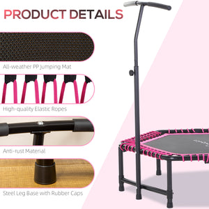 Soozier 48" Adult Hexagon Rebounder Trampoline Fitness Bungee Jumping Cardio Trainer Outdoor Bouncer Jumper Adjustable Bar Pink