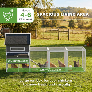 137" Wooden Chicken Coop with Chicken Run, Nesting Box, Dark Grey – view 3