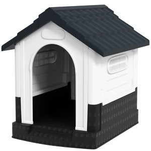 Outside Dog Kennel House with Windows, Base Support, for Garden Patio, Miniature Dogs, 64.5 x 57 x 66cm – view 8