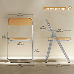 4 Pack Acrylic Foldable Chairs, Transparent Folding Chairs for Living Room, Home Office, Party, Clear – view 9