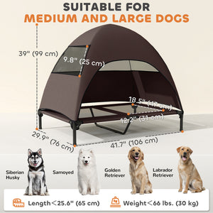 Elevated Dog Bed with Canopy Raised Dog Bed Washable Mesh Steel Frame 41.7" x 29.9" x 39"