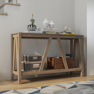 52" Console Table, Farmhouse Narrow Entryway Table with Storage Shelf – view 21