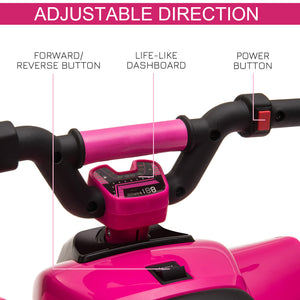 Aosom Kids Ride on ATV, 6V Battery Powered Quad Car with Forward, Reverse Switch, for Boys Girls 18-36 Months