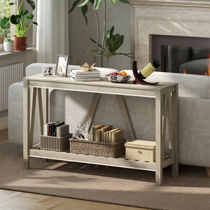 52" Console Table, Farmhouse Narrow Entryway Table with Storage Shelf – view 20