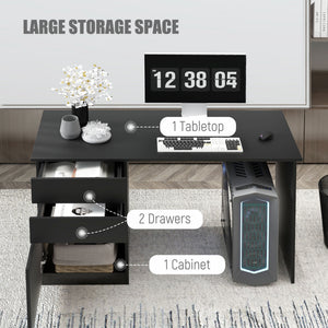 Modern Computer Desk, Home Office Desk for Study, Writing Workstation with Storage Drawer and Cabinet for – view 11