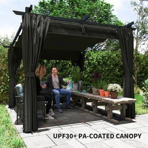 8' x 8.5' Metal Retractable Pergola Canopy with Sidewalls, Outdoor Gazebo UPF30+ Sun Shade Shelter for Garden, Deck