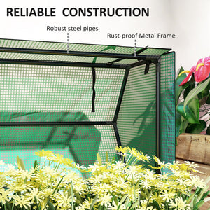 Raised Garden Bed Planter with PE Greenhouse Cover, Elevated Garden Bed Box with Drainage Hole for Flowers, Black