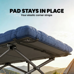 Camping Cot with Soft Pad, 32" Extra Wide Folding Cots with Non-Slip Feet and Carry Bag, Blue