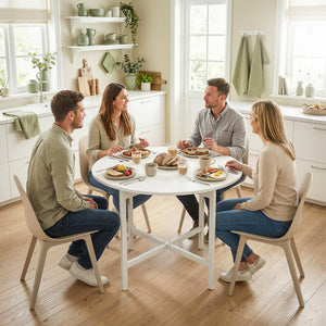 Drop Leaf Table, Folding Dining Table for Small Spaces 80 cm, White
