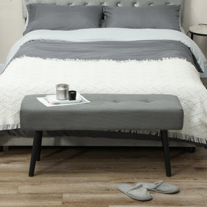 39" Upholstered Ottoman Bench, Corduroy Entryway Bedroom Bench with Padded Seat and Steel Legs for Bedroom – view 20
