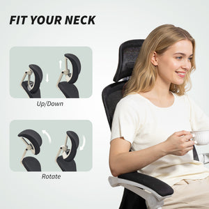 Ergonomic Office Chair, Mesh Reclining Desk Chair with Adjustable Lumbar Support, Headrest, Beige – view 12