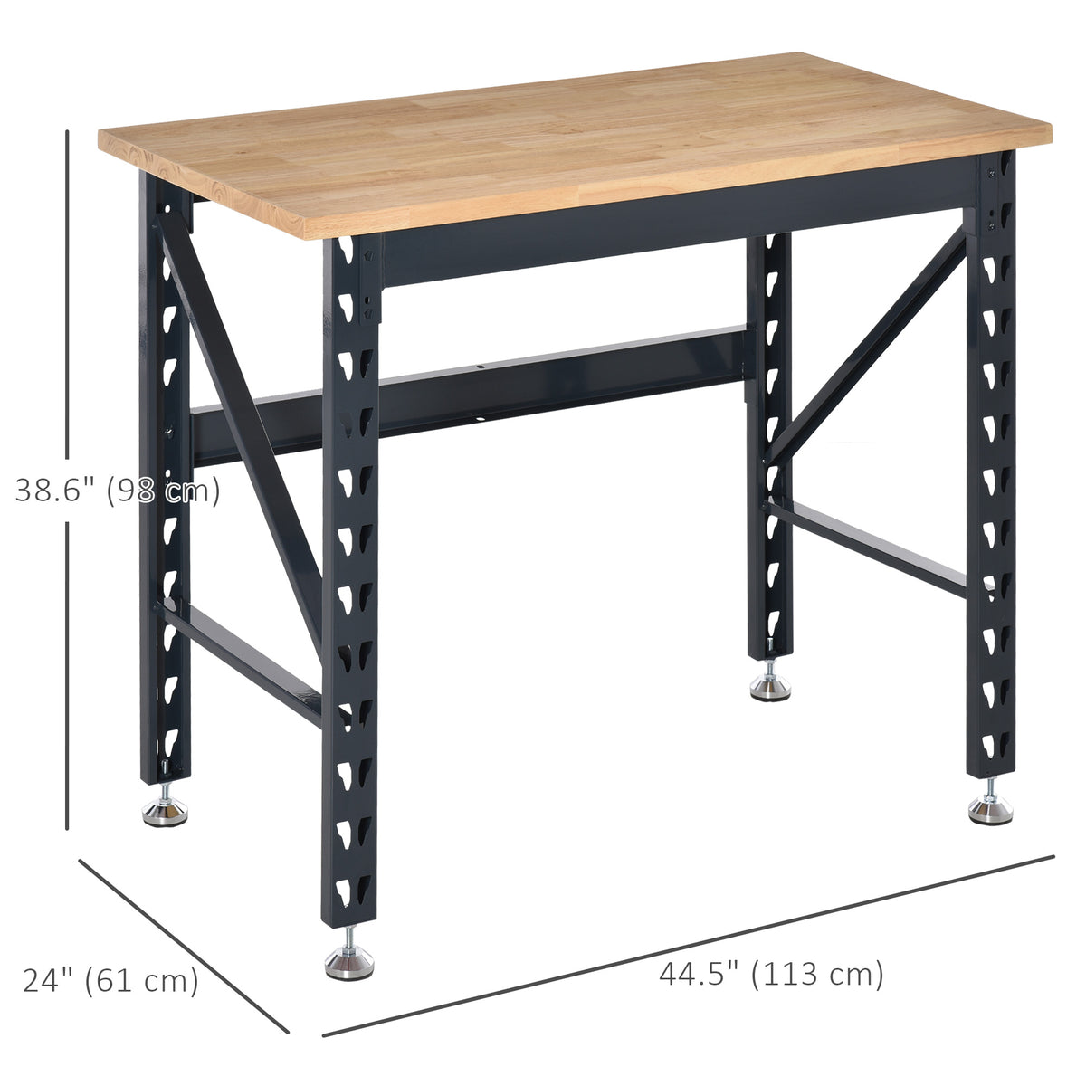 45" Workbench, Solid Wood Tabletop Workstation, Work Table with Four Adjustable Foot Pads, Weight Capacity 1100 Lbs
