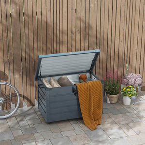 78 Gallon Garden Storage Box, Waterproof Outdoor Storage Container with Wheels and Handles, Dark Grey – view 7