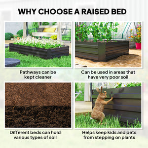 6' x 3' x 1' Raised Garden Bed with 2 Trellis Tomato Cages, Steel Frame Elevated Planter Box, Black – view 6