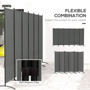 6 Panel Folding Room Divider, UV30+ Privacy Screen, Indoor Outdoor Privacy Panel with Stable Base, Beige – view 19