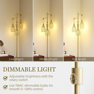 Industrial Floor Lamp with 3 Hanging Wire Lampshades, Dimmable Standing Lamp for Living Room, Bedroom – view 10