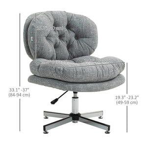 Computer Desk Chair, Armless Office Chair with Wide Padded Seat and Adjustable Height, Cream White – view 9