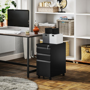 3 Drawer Filing Cabinet with Lock, Steel Office Storage Cabinet with Hanging Bar for A4, Legal – view 7
