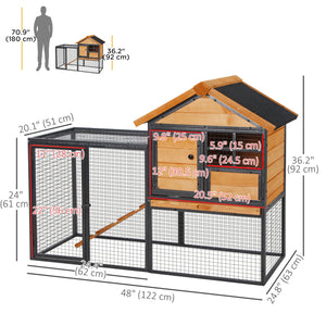 Rabbit Hutch Outdoor, 48"L Large Wooden Bunny Cage with Run, Bite-Resistant Metal Frame – view 3