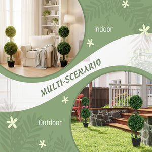3FT Artificial Boxwood Topiary Tree Set of 2, Faux Two Ball Topiary Tree in Pot for Indoor Outdoor Decor – view 4