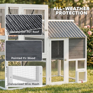 Catio Outdoor Cat Enclosure, 63" L Large Cat House with 4-Way Adjustable Door, Private House, Hammock, 2 Platforms