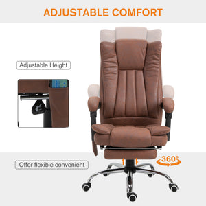 Office Chair 6-point Vibration Massage Chair Micro Fiber Recliner with Retractable Footrest Black – view 13