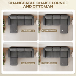 Sectional Sofa, L Shaped Couch, with Changeable Chaise or Ottoman, Dark Grey – view 3