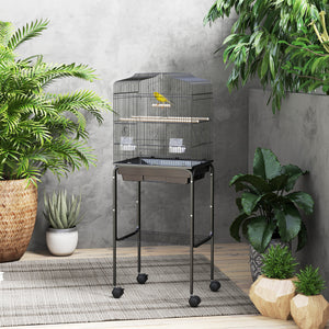 62" Rolling Bird Cage Cockatoo House Play Top Finch Pet Supply with Storage Shelf, Wheels - Black – view 21