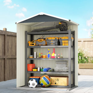 4.5 x 3ft Outdoor Storage Shed, Waterproof Metal Garden Shed with Lockable Door for Backyard, Patio, Lawn – view 6