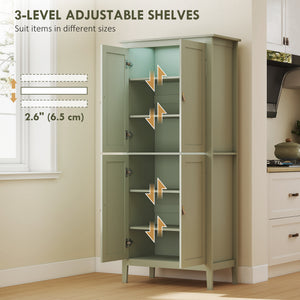 69.5" Tall Kitchen Pantry Storage Cabinet with Motion Sensor LED Light, Modern Kitchen Pantry Cabinet, Green – view 5
