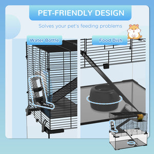 Hamster Cage, Gerbil Cage with Glass Basin for Small Hamsters, Black – view 4