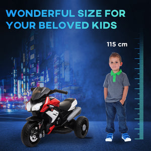 Qaba Kids Electric Motorcycle Ride-On Toy with 3 Wheels, Music, Horn, Lights