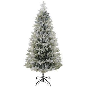 6 Feet Pencil Snow Flocked Artificial Christmas Tree with 517 Realistic Cypress Branches, Auto Open, Green – view 15