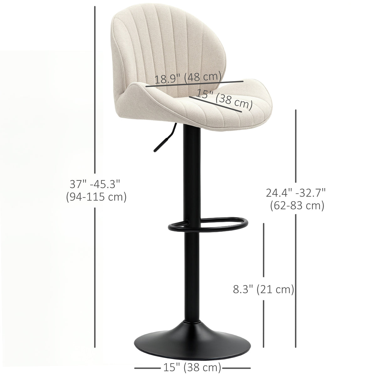 Bar Stools Set of 2, Swivel Barstools with Back, Adjustable Height and Footrest for Kitchen Island – view 2